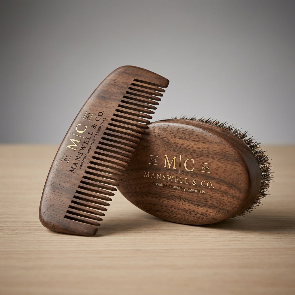 Beard Brush + Wooden Comb Set